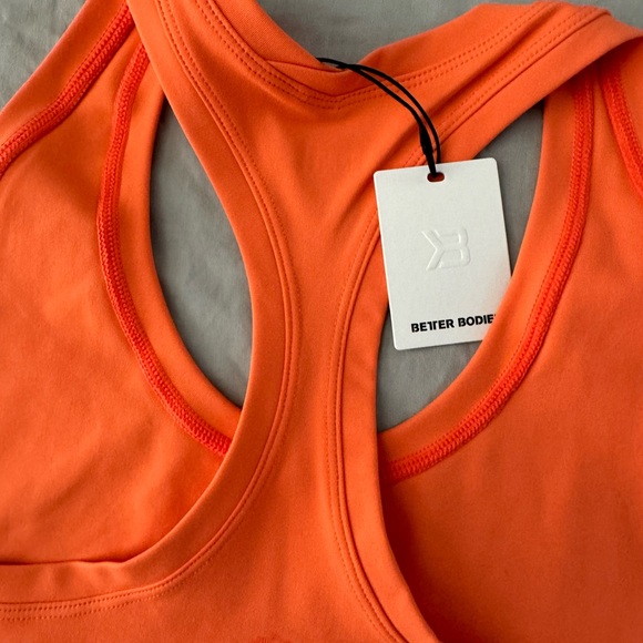 BETTER BODIES CORE CROP T-BACK CORAL ORANGE SIZE LARGE - Picture 2 of 10
